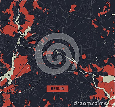 Berlin city map - Streets of Berlin - Germany. Street map Vector Illustration