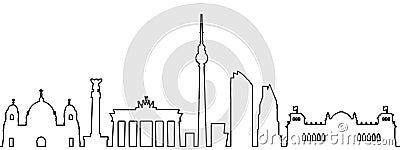 Berlin city silhouette one line - Vector Illustration