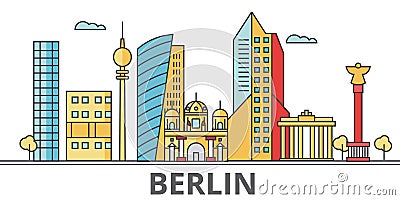 Berlin city skyline. Vector Illustration