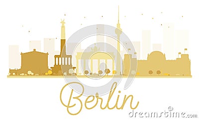 Berlin City skyline golden silhouette. Cartoon Illustration