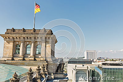 Berlin cityscape with Reichstag tower, Germany Stock Photo