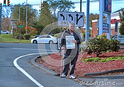 Homeless veteran on street Editorial Stock Photo