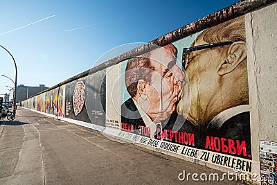 Art gallery of Berlin Wall at East side of Berlin Editorial Stock Photo