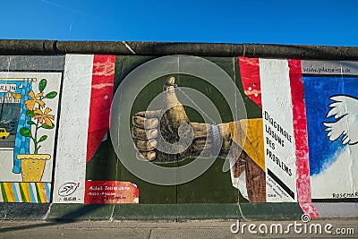 Art gallery of Berlin Wall at East side of Berlin Editorial Stock Photo