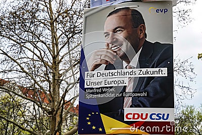 Election campaign billboard of CDU political party Editorial Stock Photo