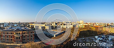 Panoramic view of the historic quarters in the center of Berlin in the evening sun. Editorial Stock Photo