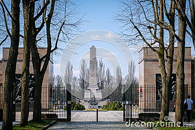 Berlin, Germany - April 21, 2023: The Soviet war memorial in Schonholzer Heide, Pankow, where 13,200 Soviet soldiers who Editorial Stock Photo