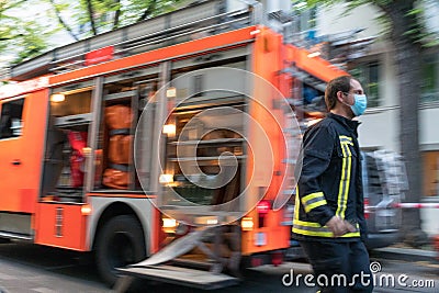 Firefighters action Editorial Stock Photo