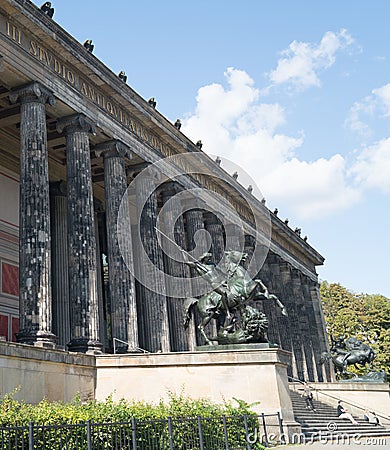 Exterior colonnade of historic Altes Museum on Museum Island i Editorial Stock Photo