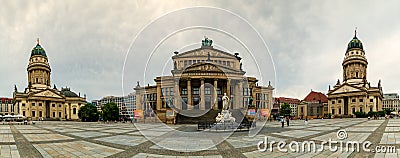 The Gendermanmarkt Square in Berlin with the concert hall and French cathedral and the German cathedral Editorial Stock Photo