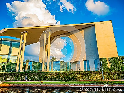 downtown Berlin, view from river Spree at sunset Editorial Stock Photo