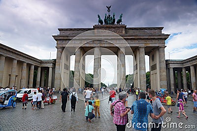 Berlin / Germany - 7/21/2015: Branderburg Gate - a historical building in the center of Berlin Editorial Stock Photo