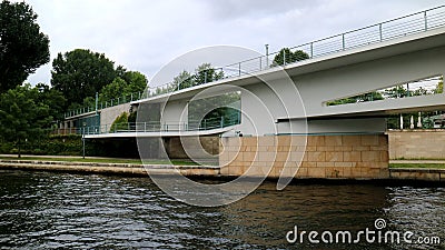 Berlin, Germany_elegant white bridge across the river Stock Photo