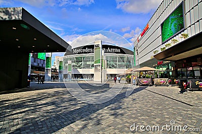 View in front Mercedes Benz Arena. in Berlin Editorial Stock Photo