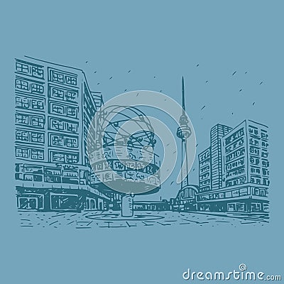 Berlin, Germany. Graphic sketch Editorial Stock Photo