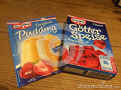 Dr. Oetker pudding and jelly Editorial Stock Photo
