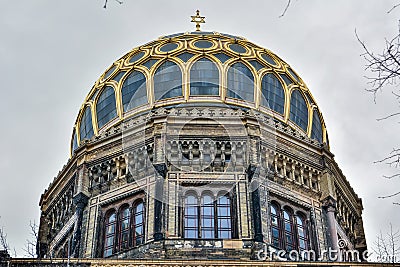 Gleaming gold dome of Neue Synagoge synagogue in Berlin, Germany Editorial Stock Photo