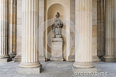 Historic sculpture of ancient greek soldier within Brandenburg G Editorial Stock Photo