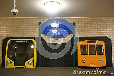 Berlin, Germany - January 6, 2024: U-Banh Museum, a museum of city metro transit system on Olympia Stadium station on U2 line Editorial Stock Photo