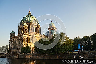 Berlin Cathedral or Berliner Dom and Museum Island or Museumsinsel near Spree River Editorial Stock Photo