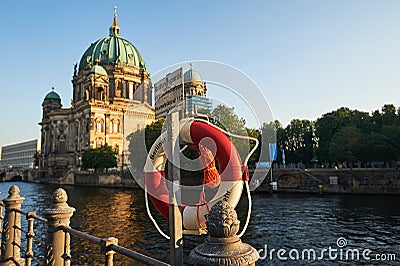 Berlin Cathedral or Berliner Dom and Museum Island or Museumsinsel near Spree River Editorial Stock Photo