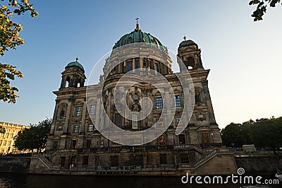 Berlin Cathedral or Berliner Dom and Museum Island or Museumsinsel near Spree River Editorial Stock Photo