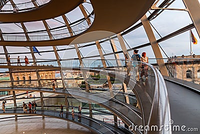 Interior view of the helicoidal ramp in the Reichstag building in Berlin Editorial Stock Photo