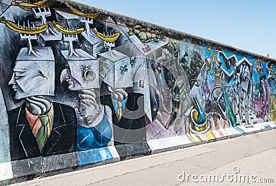 Mural painting of CÃ©sar Olhagaray at Berlin Wall / East Side Ga Editorial Stock Photo