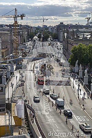 Top view of the central Berlin street Unter den Linden Editorial Stock Photo