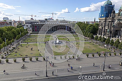 Top view of the Lustgarten park on the Museum Island in the central part of Berlin Editorial Stock Photo