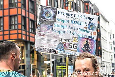 Freedom Parade anti corona demonstration, Berlin Editorial Stock Photo