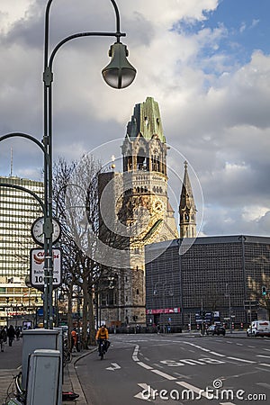 Kaiser Wilhelm Memorial Church or Gedachtniskirche, one of iconic landmarks of Berlin, capital of Germany Editorial Stock Photo