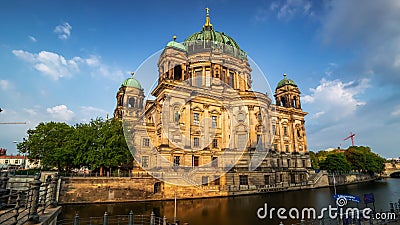 BERLIN, GERMANY - MAY,2019: Timelapse view of the historic building Berliner Dom near the Spree River. In Berlin city centre stock video footage BERLIN, GERMANY - MAY,2019: Timelapse view of the historic building Berliner Dom near the Spree River. In Berlin city centre stock video footage