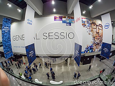 Main entrance to NetApp Insight 2017 conference in Messe Berlin Editorial Stock Photo