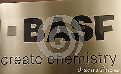 Symbol of the German chemical company BASF Editorial Stock Photo