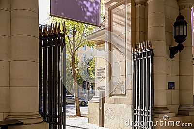 Entrance view of a state city library Unter der Linden on a sunny day Editorial Stock Photo