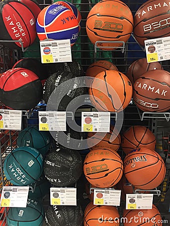 Sports balls for sale Editorial Stock Photo