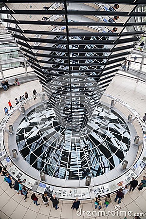 Interior of the dome Reichstag, Bundestag in Berlin Editorial Stock Photo