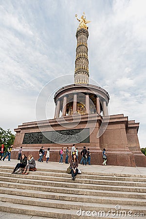 BERLIN, GERMANY - SEPTEMBER 25, 2012: Victory Column in Berlin, Germany with tourists and local people. Siegessaule Editorial Stock Photo