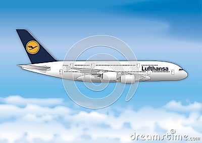 BERLIN, GERMANY, YEAR 2017, Lufthansa airline passenger line Vector Illustration