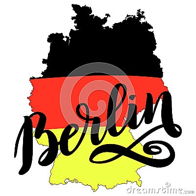 Berlin hand drawn lettering. Vector lettering illustration isolated on white. Template for Traditional German Vector Illustration