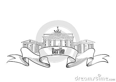 Berlin label. Travel Germany symbol. Famous german architectural Vector Illustration