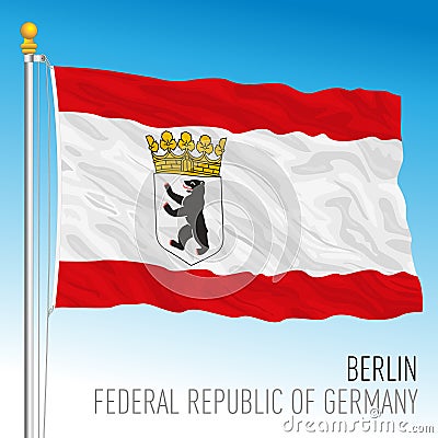 Berlin lander flag, federal state of Germany Vector Illustration