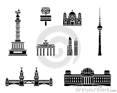 Berlin landmark icon set Stock Photo