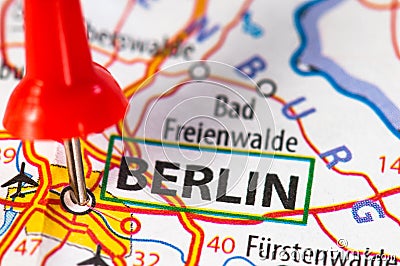 Berlin on a map Stock Photo