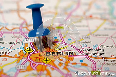 Berlin on map Stock Photo