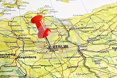 Berlin map with pin Stock Photo