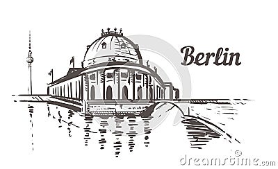 Berlin museum island sketch. Berlin, Germany hand drawn illustration Cartoon Illustration