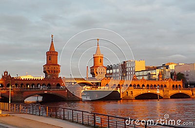 Berlin Oberbaumbruecke Stock Photo