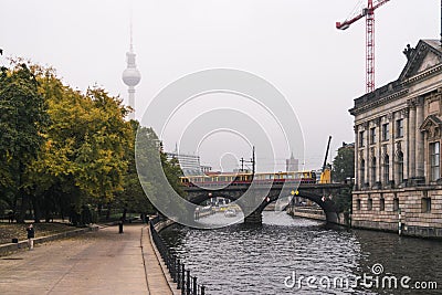 BERLIN - OCTOBER 18, 2016: The Bode museum with a view to the Monbijou park. Editorial Stock Photo